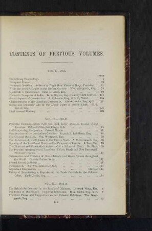 List of Papers published in previous Volumes.