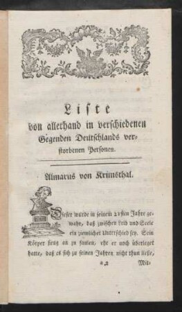 Liste von allerhand in verschiedenen Gegenden Deutschlands verstorbenen Personen.