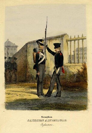 Uniformbild, Soldaten der Infanterie vom Herzogtum Sachsen Altenburg