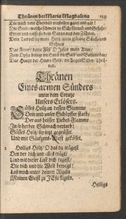 Thränen Eines armen Sünders unter dem Creutze Unsers Erlösers.