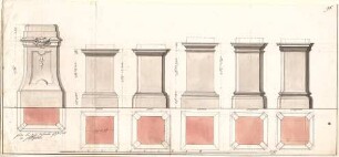 Pedetti, Peter Moritz (Maurizio); Eichstätt; Sommerresidenz (Codex Aureatinus) - Podeste (Grundrisse, Aufrisse)