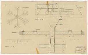 Ständige Musterausstellung, Pforzheim Umbau: Lampe: Ansichten, Schnitt 1:10, Details 1:1