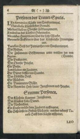 Personen des Trauer-Spiels.