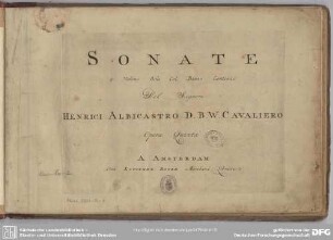 Sonate a Violino Solo Col Basso Continuo : Opera Quinta