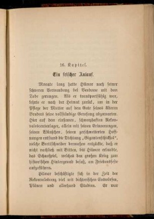 16. Kapitel. Ein frischer Anlauf