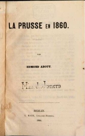 La Prusse en 1860
