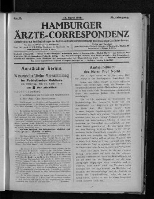 No. 15. 14. April 1918. 21. Jahrgang.
