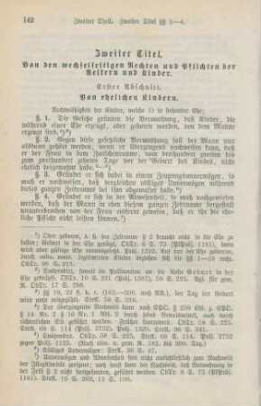 Zweiter Titel. Von den wechselseitigen Rechten und Pflichten der Aeltern und Kinder