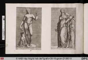 Rechts: Statue einer Bacchantin.