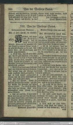 VIII. Von der Vorsorge Gottes