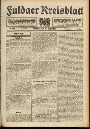 Erste Ausgabe vom Dienstag, den 09. Dezember 1913.