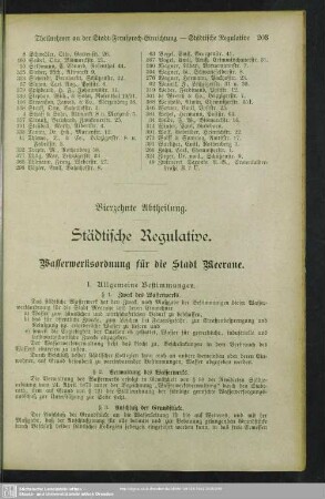 Vierzehnte Abtheilung. Städtische Regulative