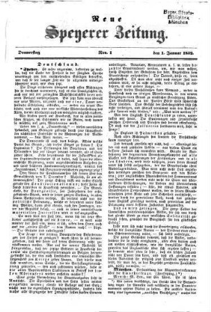 Neue Speyerer Zeitung. 1852