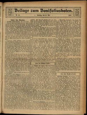 Zweite Ausgabe vom Sonntag, den 10. Mai 1925.