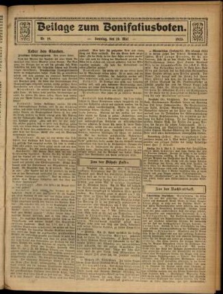 Zweite Ausgabe vom Sonntag, den 10. Mai 1925.