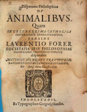 Disputatio Philosophica De Animalibvs