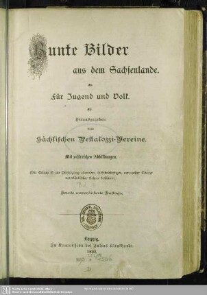 1: Bunte Bilder aus dem Sachsenlande : für Jugend und Volk