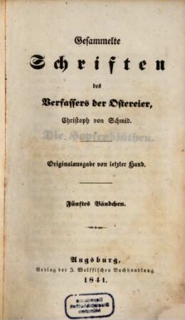 Gesammelte Schriften des Verfassers der Ostereier, Christoph von Schmid, 5