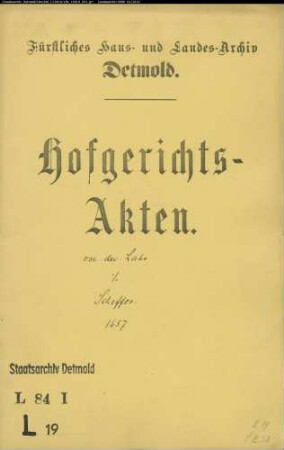 Lahr, Gottfried von der gegen Bartold Scheffer - Schuldforderung