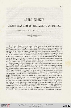 Altre notizie intorno alle arti ed agli artefici di Mantova
