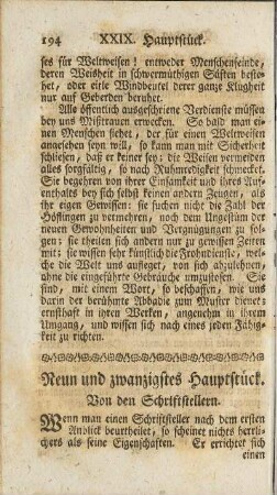 Neun und zwanzigstes Hauptstück. Von den Schriftstellern.