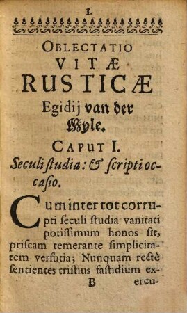 Oblectatio vitae rusticae Egidii van der Myle