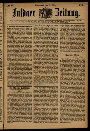 Ausgabe vom Samstag, den 05. März 1887.