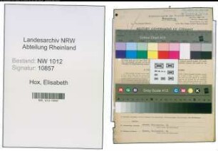 Entnazifizierung Elisabeth Hox , geb. 11.02.1891 (Lehrerin)