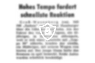 Hohes Tempo fordert schnellste Reaktion
