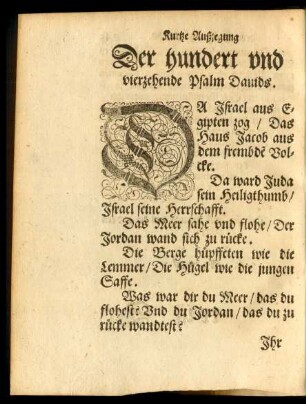 Der hundert und vierzehende Psalm Davids.