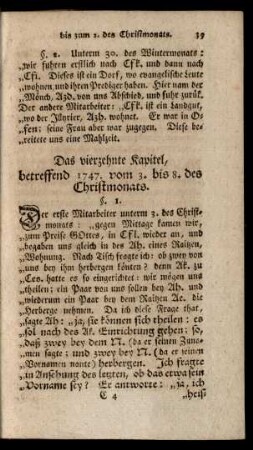 Das vierzehnte Kapitel, betreffend 1747. vom 3. bis zum 8. des Christmonats