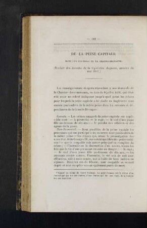 De la Peine Capitale