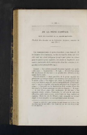 De la Peine Capitale