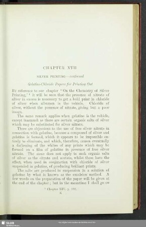 Chapter XVII Silver Printing – continued