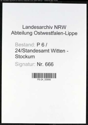 Heiratsregister Standesamt Witten-Stockum