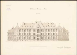 Schullehrer-Seminar, Stade Hauptgebäude: Hinteransicht 1:100