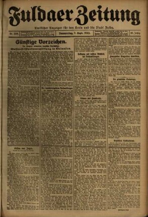 Ausgabe vom Donnerstag, den 07. September 1922.