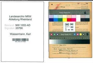 Entnazifizierung Karl Wassermann, geb. 01.12.1892 (Ingenieur)