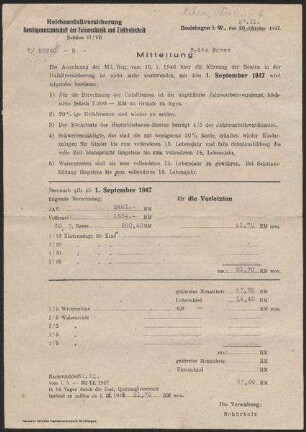 Mitteilung der Reichsunfallversicherung