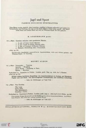 Jagd und Sport: Farbige Englische Sportblätter (Nr. 102-209)