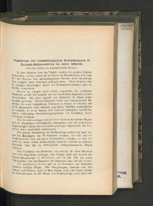 Ergebnisse der meteorologischen Beobachtungen in Deutsch-Südwestafrika im Jahre 1904/1905.