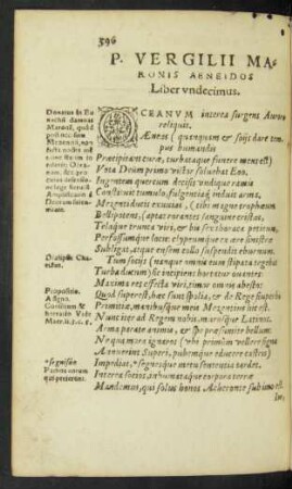 P. Vergilii Maronis Aeneidos Liber undecimus.