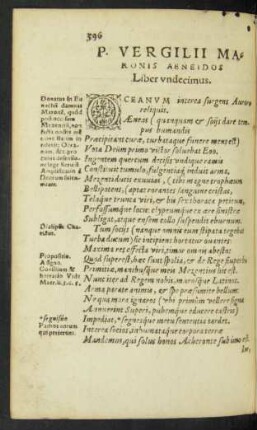 P. Vergilii Maronis Aeneidos Liber undecimus.