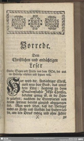 Vorrede. Dem Christlichen und andächtigen Leser