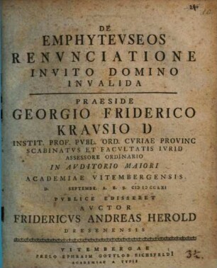 De emphyteuseos renunciatione invito domino invalida