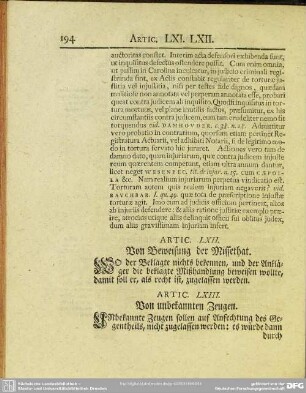 Artic. LXII. Von Beweisung der Missethat
