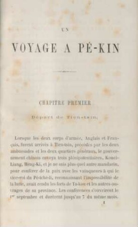 Chapitre premier. Départ de Tien-tsin
