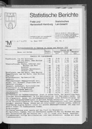 Verbraucherpreise in Hamburg im Januar und Februar 1972 : Lfd. Nr. 2