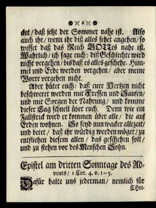 Epistel am dritten Sonntage des Advents ...