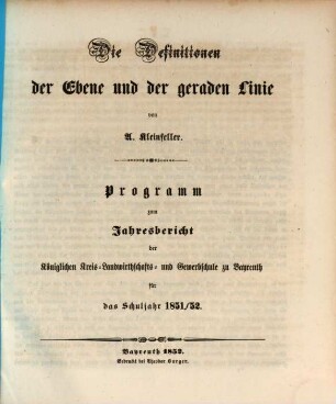 Die Definitionen der Ebene und der geraden Linie